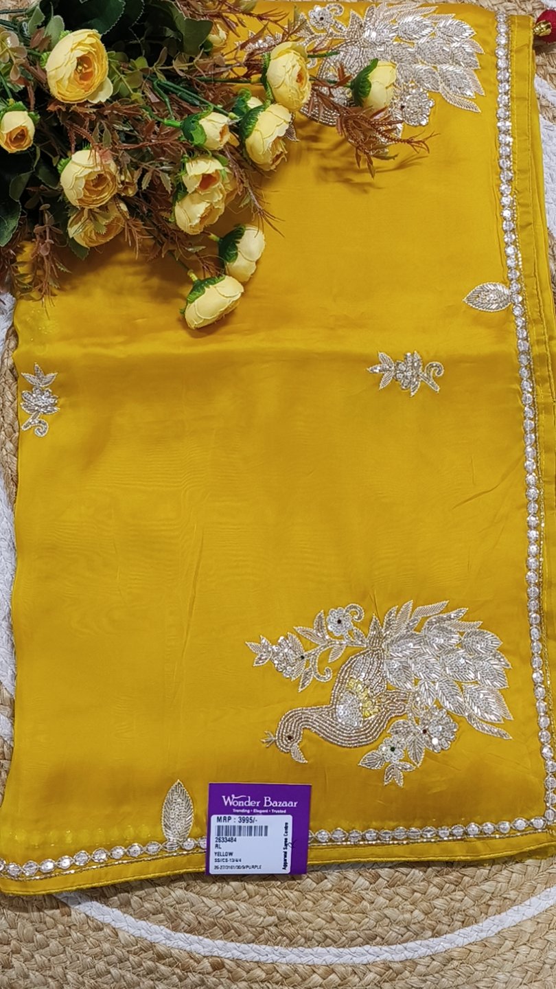 Fancy Saree with Embroidered Peacock Motif