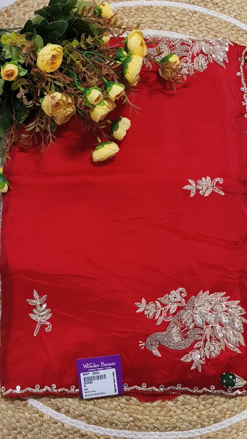 Fancy Saree with Embroidered Peacock Motif