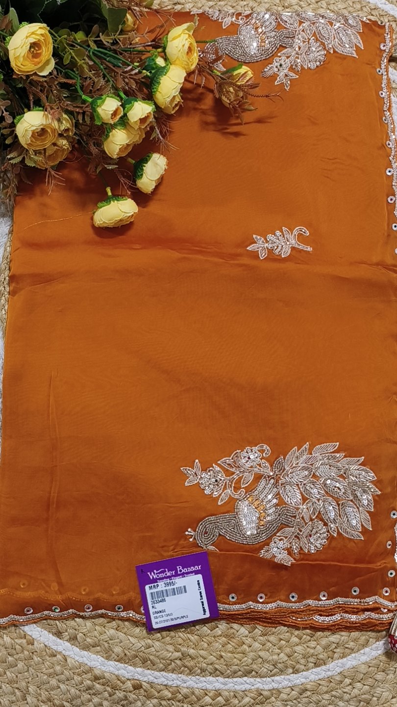 Fancy Saree with Embroidered Peacock Motif