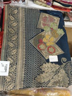 Ho Meena Zerkin Saree · Teal Blue