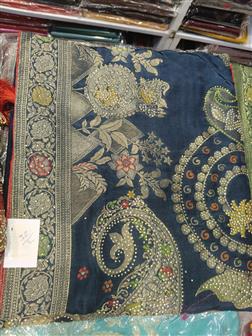 Ho Meena Zerkin Saree · Teal Blue