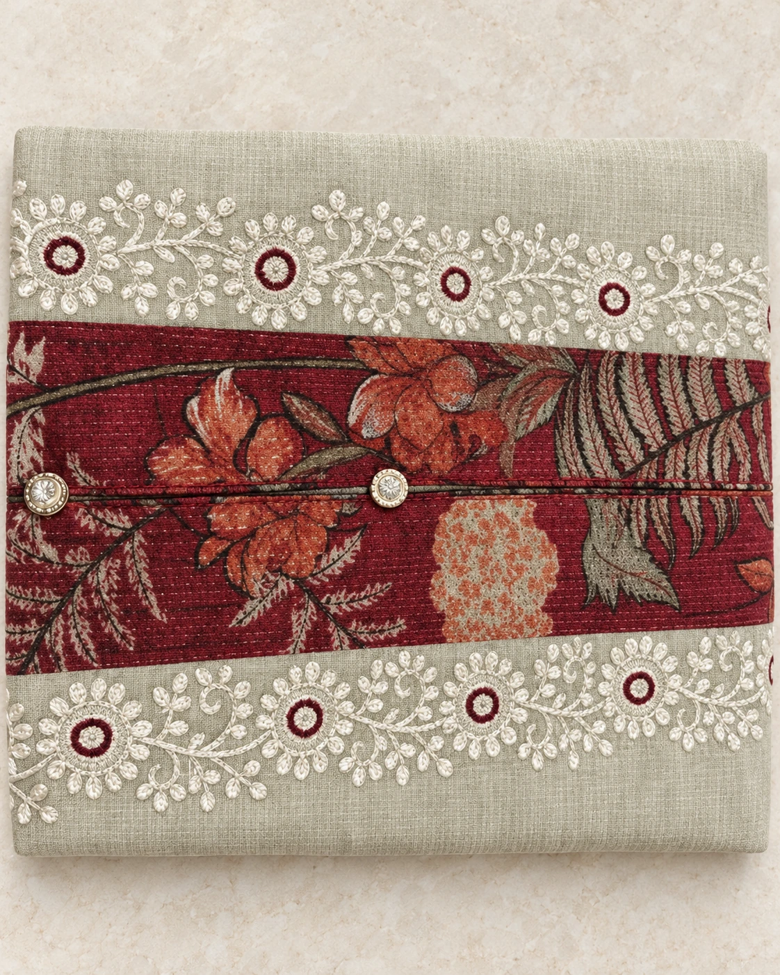 Cream & maroon florals — Clean catalogue view