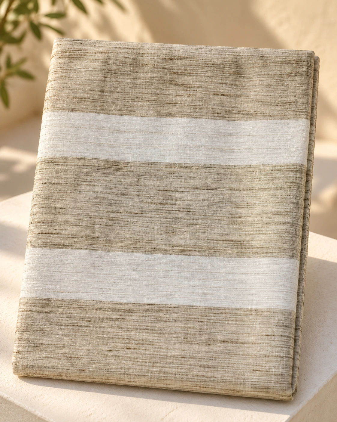 Cream & taupe stripes — Quiet festive display