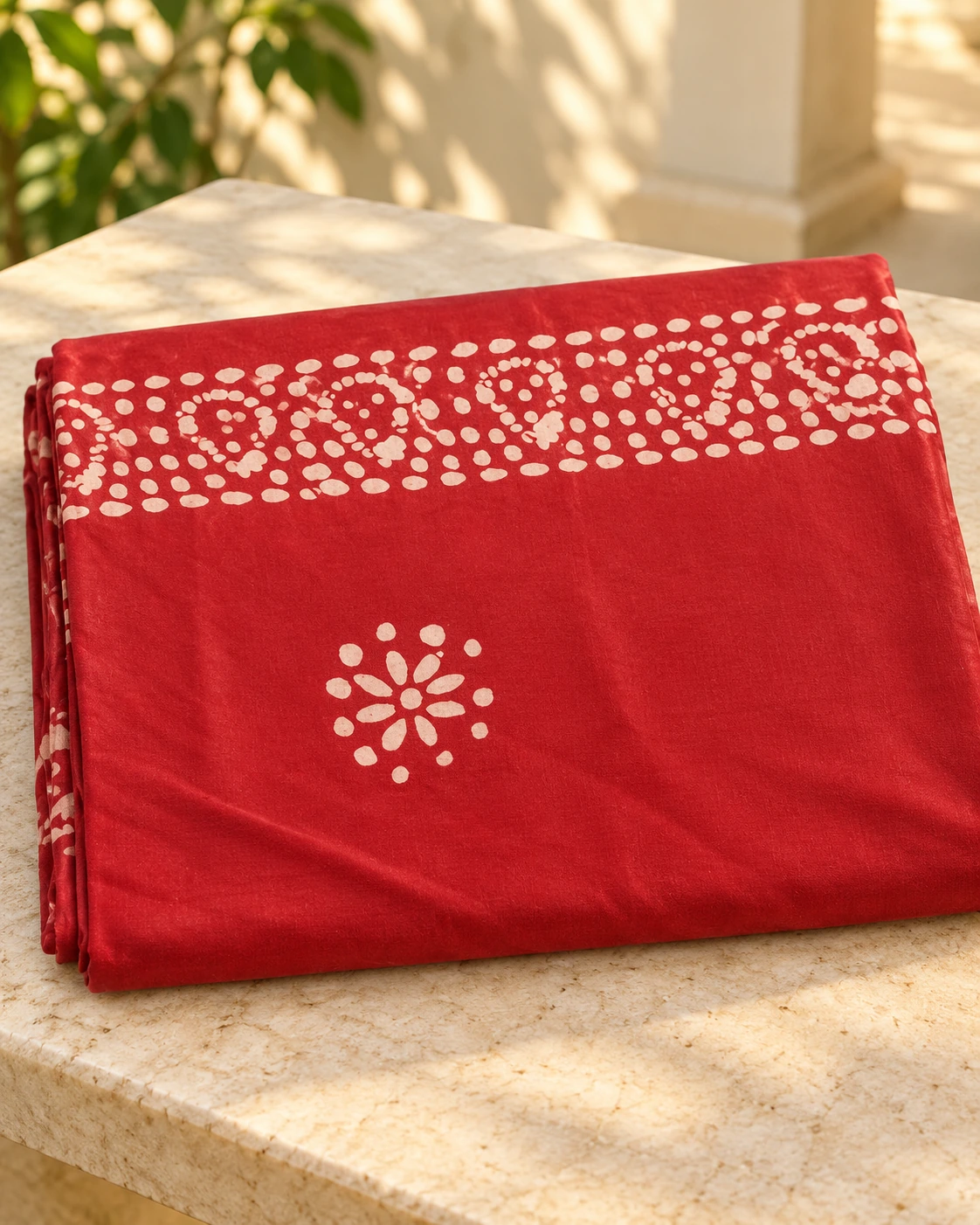 Red & white patterns — Veranda display