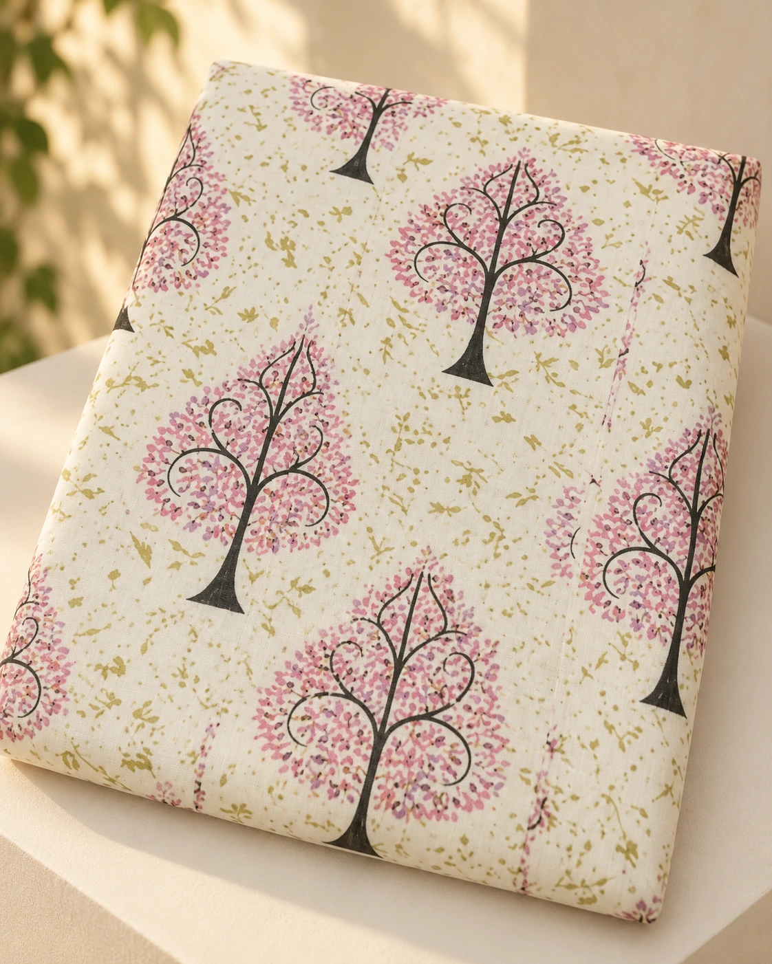 Cream with printed motifs — Quiet festive display
